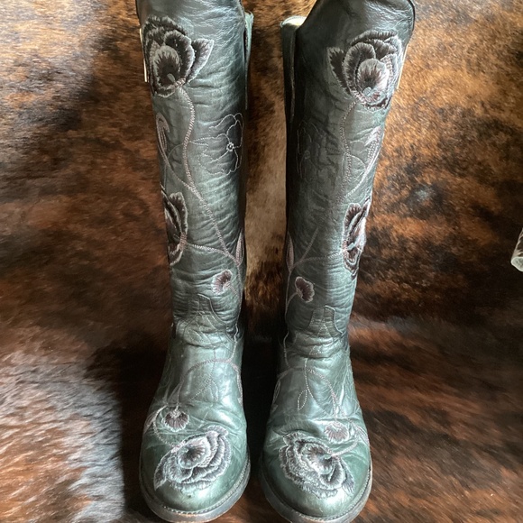 Old Gringo Outstanding Flower Embossed Distressed Leather Full Zipp Boots - Picture 3 of 12